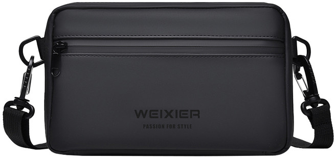 WEIXIER 男款 多隔層機能斜背包 輕便通勤斜挎包, 黑色