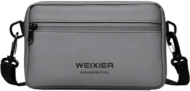 WEIXIER 男款 多隔層機能斜背包 輕便通勤斜挎包, 灰色