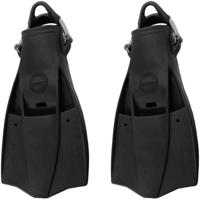 AQUATEC 噴射蛙王 中性浮力SUS彈簧帶潛水蛙鞋 FN-500S-MCS_BK_L, 黑色