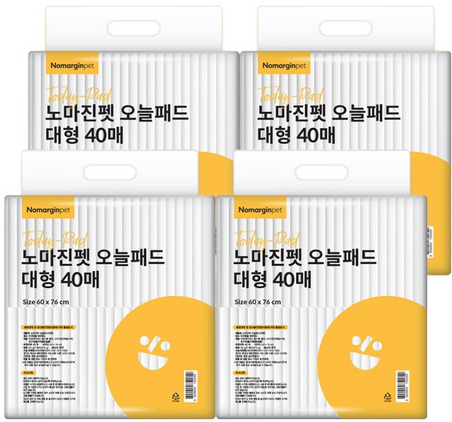 노마진펫 강아지 오늘패드 배변패드, 4개, 40개입