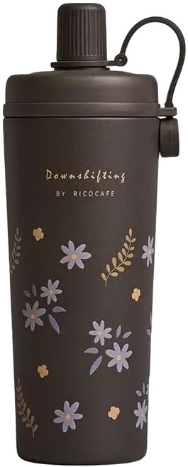 Rico 瑞可 M.Durden聯名款 陶瓷塗層酷力杯 四季花語 吸管杯 環保杯 隨行杯 冰霸杯, 夏夜黑, 1個, 800ml