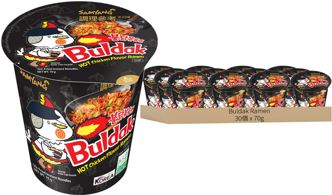 Buldak Ramen 三養火辣雞肉風味鐵板炒麵杯裝 70g, 30個裝