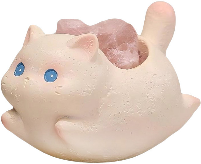 Mass 生活好物 貓咪水晶擺件/可愛卡通開運設計居家辦公桌裝飾, 白貓 粉水晶