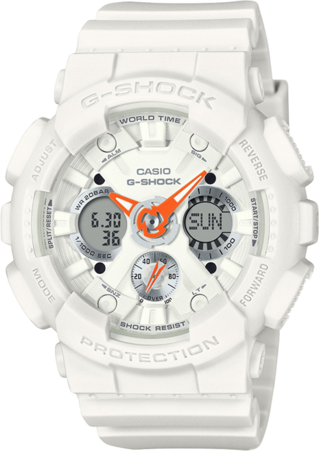 CASIO 卡西歐 G-SHOCK 雙顯錶 GMA-S120SA-7A1DR, 白色, 1個