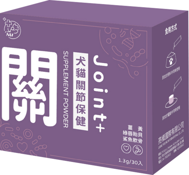 Nice u 毛樂趣 犬貓關節保健粉 1.3g, 1套, 骨骼/關節強化, 30份