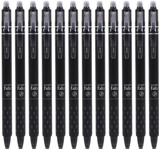 코쿠리 지워지는 감열성 지우개 볼펜 0.5mm 6W0203, 블랙, 12개