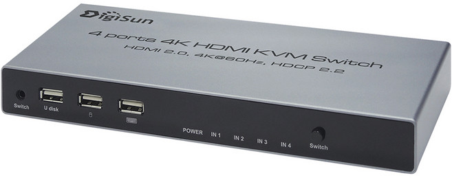 DigiSun 得揚 4埠 4K HDMI KVM電腦控制切換器, 1個, KV704
