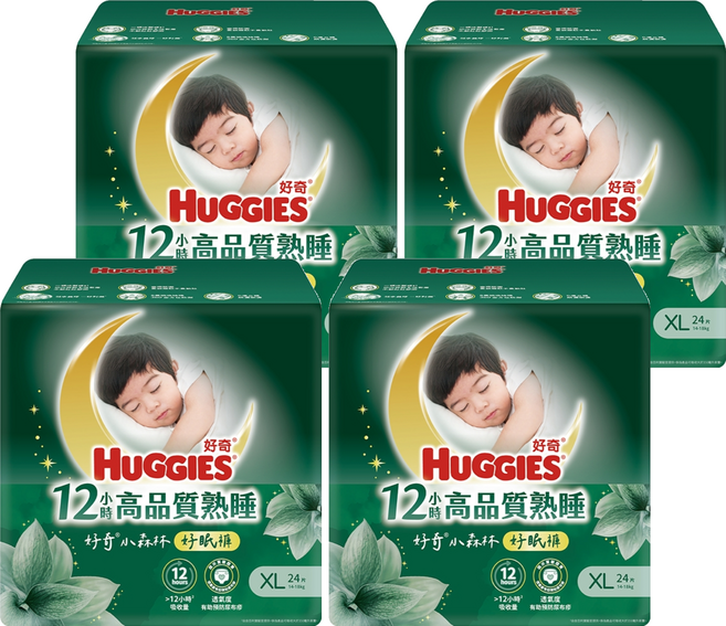 HUGGIES 好奇 小森林好眠褲 褲型尿布 14~18kg, 96片, XL