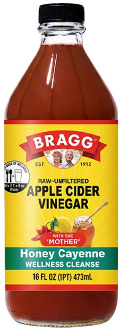 BRAGG 蘋果醋 蜂蜜卡宴辣椒, 1個, 473ml