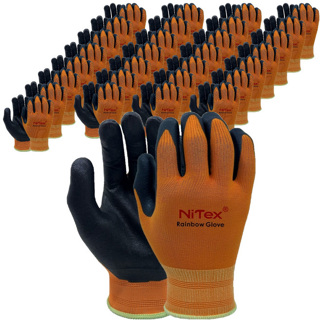 NiTex Rainbow NBR 塗層工作手套 M 雙手穿戴組 NRG-100