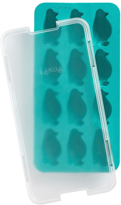 LeKue 12格企鵝製冰盒 附蓋, 湖綠色, 1個