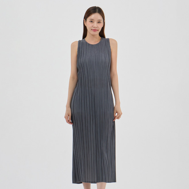Elsso 女款百褶無袖H字型長版連身裙