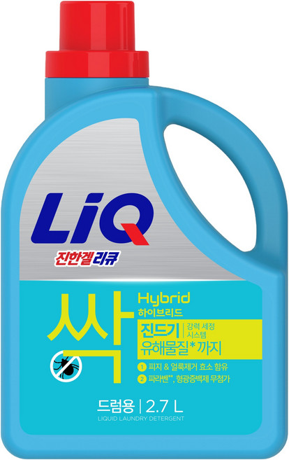 리큐 진한겔 하이브리드 피지 진드기 분비물제거 세탁세제 드럼용, 2.7L, 1개