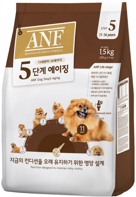ANF 강아지 에이징 사료 5단계 11~14세, 시니어, 1.5kg, 1개