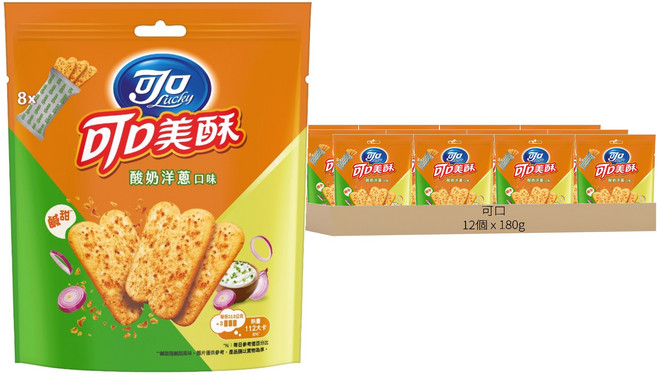 可口 酸奶洋蔥可口美酥 量販包, 180g, 12個