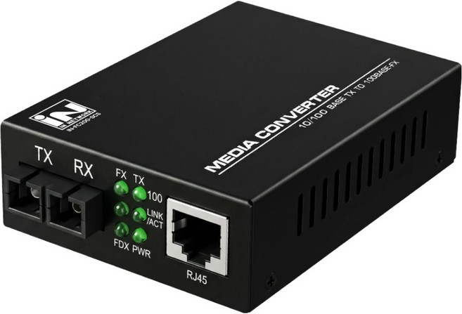 iN NETWORK 支援最大20km 100Mbps SC型單模光纖轉換器, 1個, IN-FC200-SCS