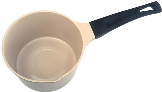 Jieun LT 瓦斯爐用 新穎高火力陶瓷拉麵單柄鍋 不含鍋蓋, 1個, 米色, 17cm