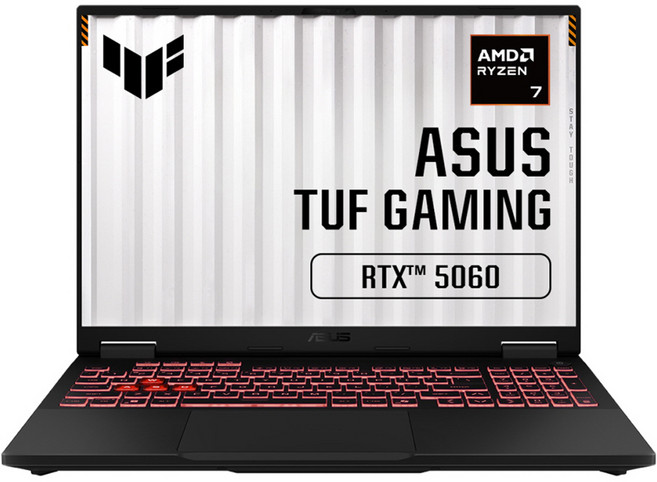 에이수스 2026 TUF 게이밍 A16 라이젠7 라이젠 200 시리즈 지포스 RTX 5060, 예거 그레이, FA608UMI-TU196, 512GB, 16GB, Free DOS