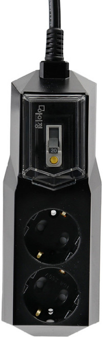 Ijung 高容量漏電多孔插座 2孔 IJ-ELB-02, 黑色, 1個, 3m