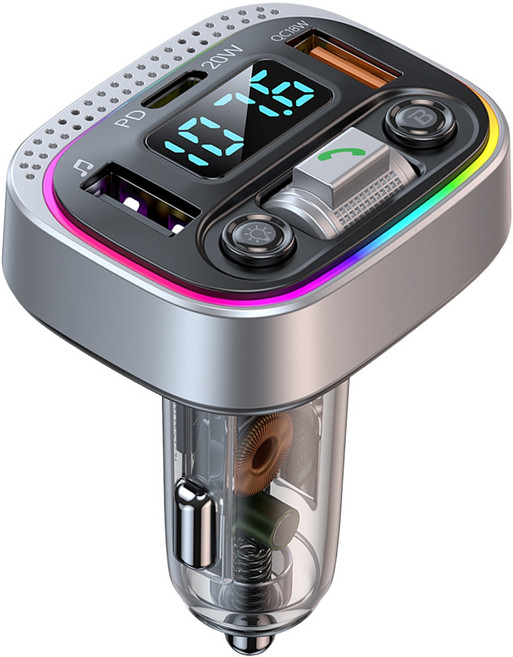 YORI CAR 優里 車用藍芽MP3音樂撥放器 T21 銀色, 1個, 3口