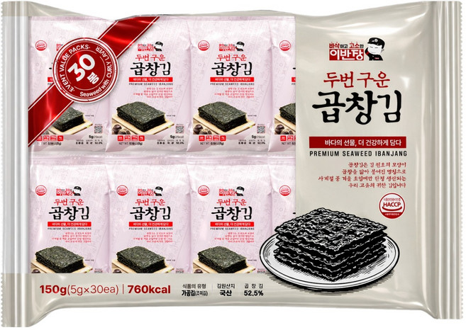 이반장 두번구운 곱창김, 5g, 30개