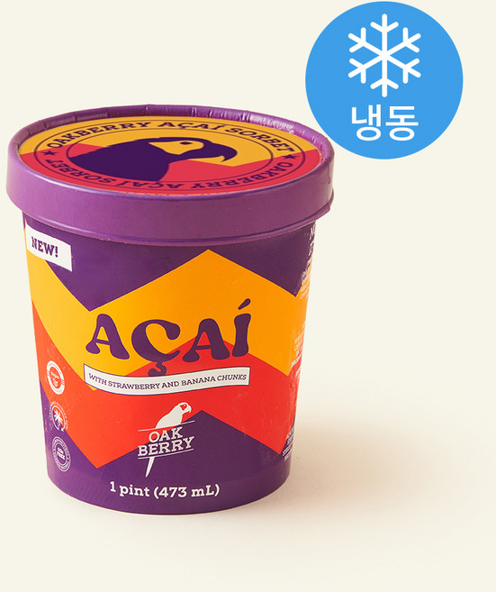 오크베리 아사이볼 소르베 파인트 딸기 & 바나나 (냉동), 473ml, 1개입, 1개