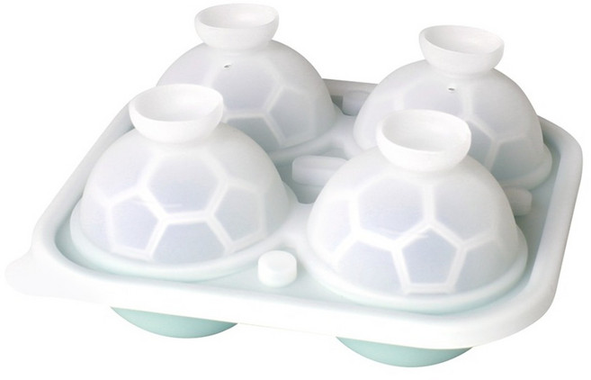 HIKARI 日光生活 矽膠製冰盒 M335-4 足球 4格, 綠色, 1個
