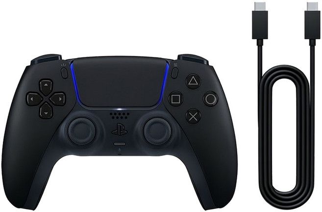 PlayStation PS5 DualSense 無線控制器 + USB Cable for PC 黑色, 1套, CFI-ZCT2G
