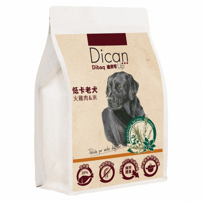 Dibaq Dican Up 烘培益生 犬糧 低卡/老犬 火雞肉 + 米, 玉米 + 火雞肉, 1個, 1kg