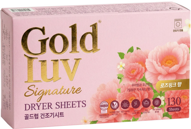 골드럽 건조기시트 로즈핑크향, 1개, 130개입