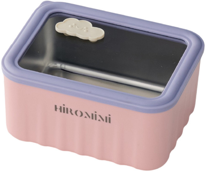 Hiromimi 雲朵系列 可微波玻璃保鮮盒 600ml, 粉色, 1個