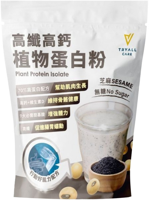 TRYALL Care 高纖高鈣植物蛋白粉 芝麻風味, 1kg, 1個