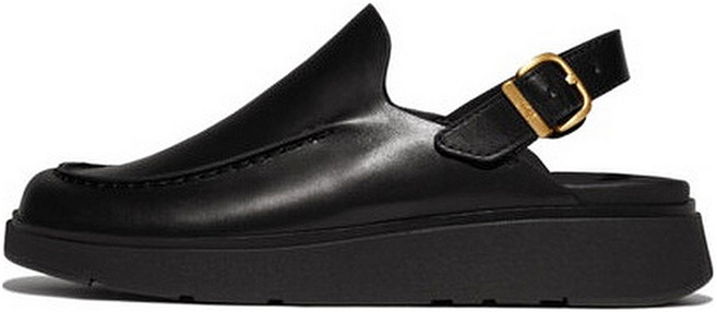 fitflop 女款 Gen FF 皮革後帶 MOC 穆勒鞋, 黑色, 250