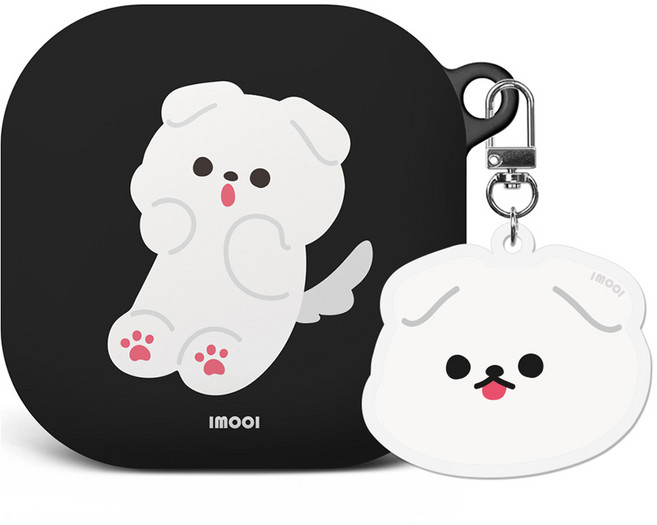 Imooi 貓咪狗狗硬殼耳機保護套 鑰匙圈, 第2季 馬爾濟斯, 1個, Galaxy Buds4 / Buds4 Pro