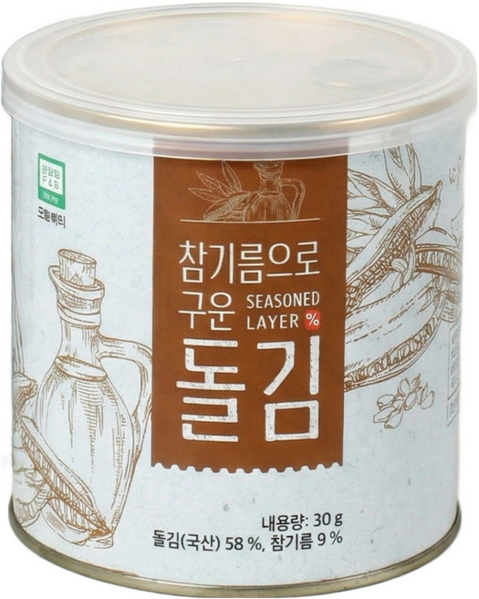 자양돌김 참기름으로 구운 곱창 캔돌김, 1개, 30g