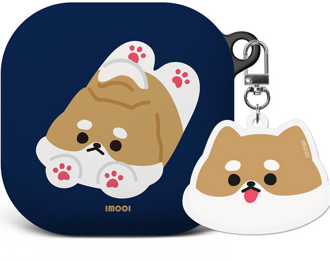 Imooi 貓咪狗狗 硬殼耳機保護套 鑰匙圈, 第2季 柴犬, 1個, Galaxy Buds4 / Buds4 Pro