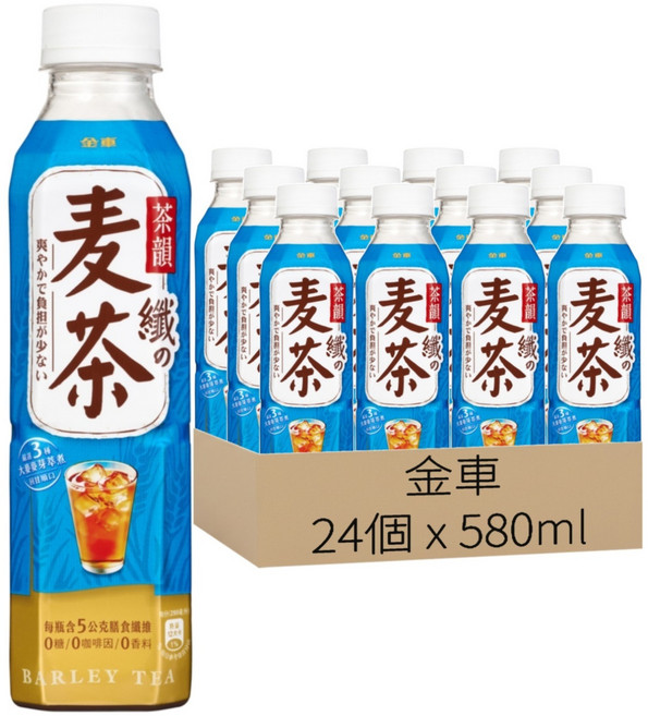 金車 茶韻 纖麥茶 無糖, 24個, 580ml