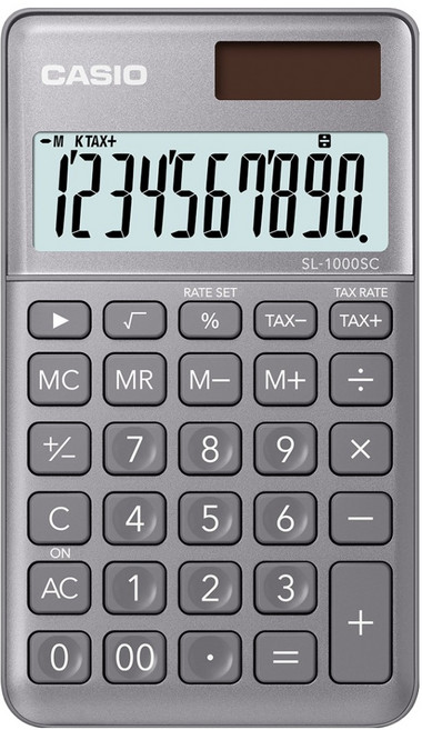 CASIO 卡西歐 迷你便攜式彩色計算機 SL-1000SC, SL-1000SC 灰色, 1個