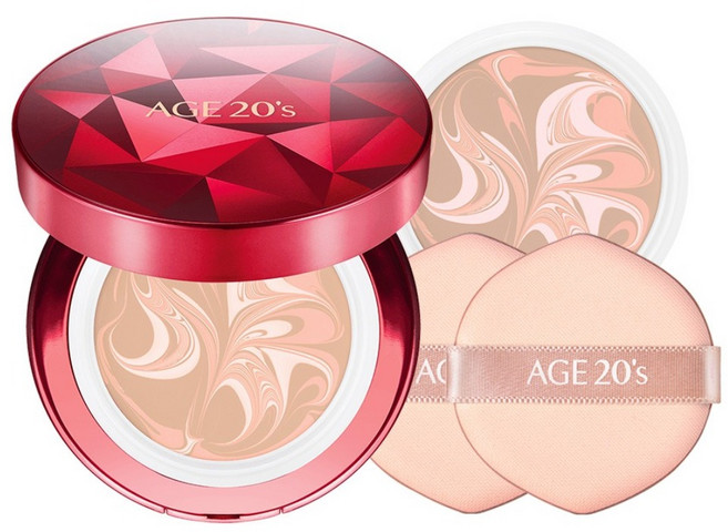 AGE20'S 緋紅逆時光澤爆水粉餅 SPF50+/PA++++ 1殼2蕊2粉撲, BE-21亮白色, 1個