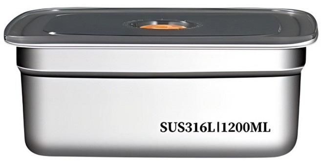 Couselect 316不鏽鋼保鮮盒/微真空密封加厚冰箱收納盒 1.2L, 1個, 單品
