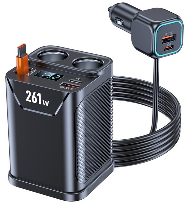 YORI CAR 優里 1拖7杯式車用充電器 C36 黑色, 1個, 7口