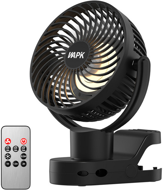 와피크 집게형 미니 무선 선풍기 F8 Pro + 리모컨 세트, 블랙