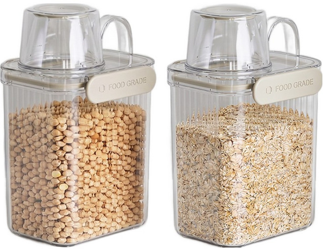 달팽이리빙 메종치비네 밀폐 잡곡통 1.3L, 투명, 2개