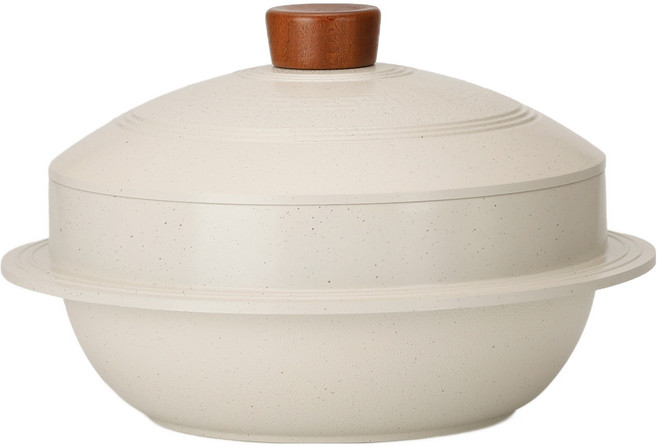 비자트 인덕션 세라믹 가마솥, 아이보리 마블, 24cm, 1개