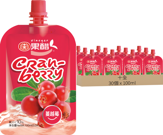 十全 蔓越莓醋飲料, 30個, 100ml