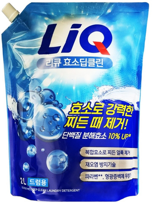 리큐 효소 딥클린 드럼 세제 리필, 2L, 1개입, 1개