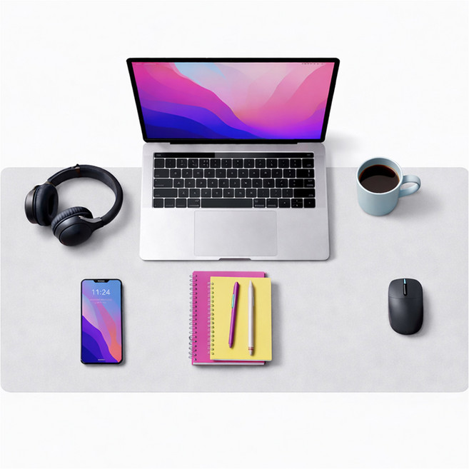 ARTJOY 雙面寬版防滑桌墊, 淺灰色