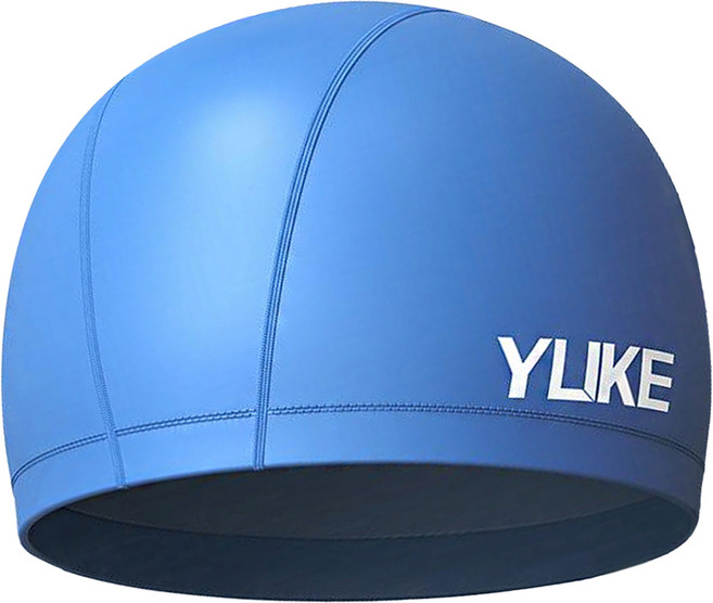YUKE 透氣速乾PU大頭圍成人防水泳帽, 藍色, 1個