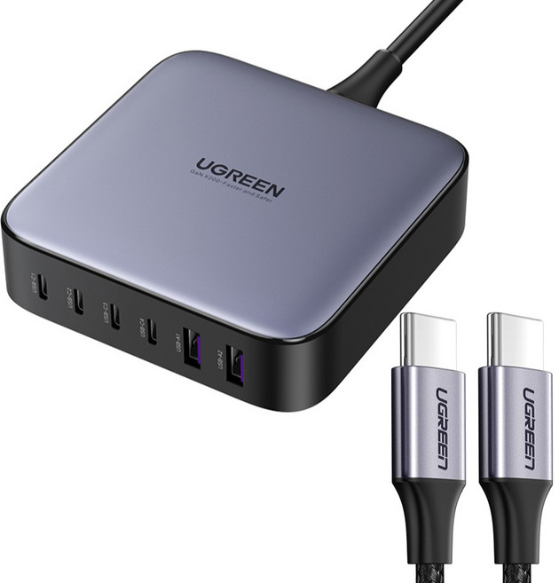 UGREEN 綠聯 Nexode 6埠 200W GaN PD PPS 多埠高速充電器, 1個, 灰色