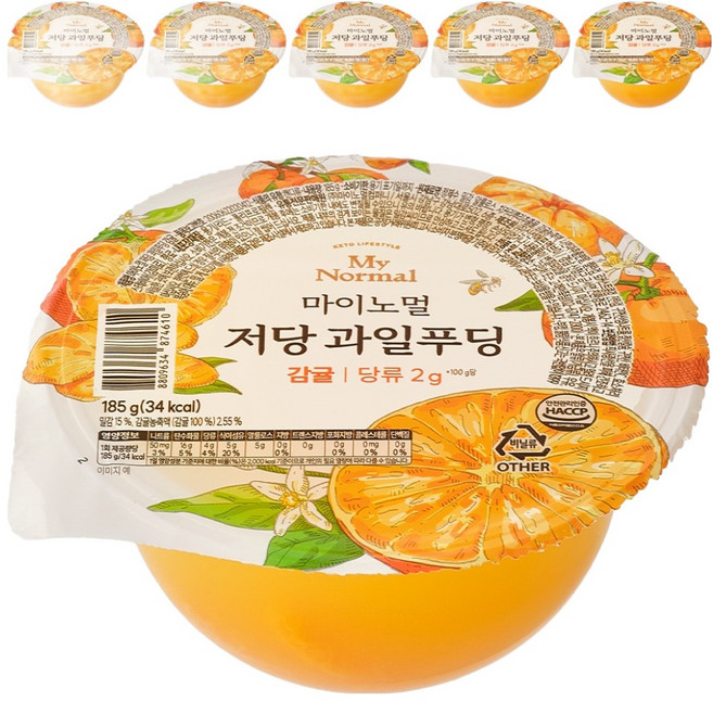 마이노멀 저당 과일푸딩 감귤, 185g, 6개